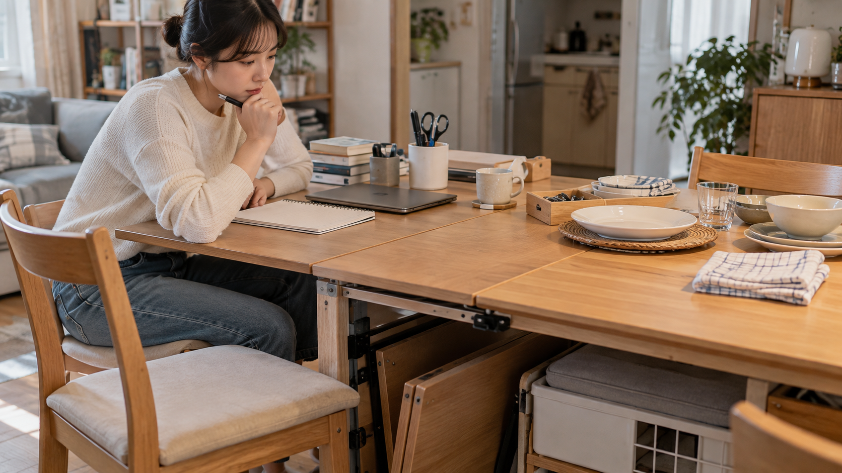 다용도라는 말에 필요한 기능만 남겨보세요 — 설명용 생성 이미지
